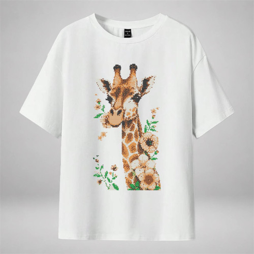 PDF-макет «Жираф с цветами» для выкладки цветных страз на панно